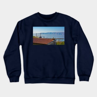 Rooftop View of Novi Vinodolski Coast, Croatia Crewneck Sweatshirt